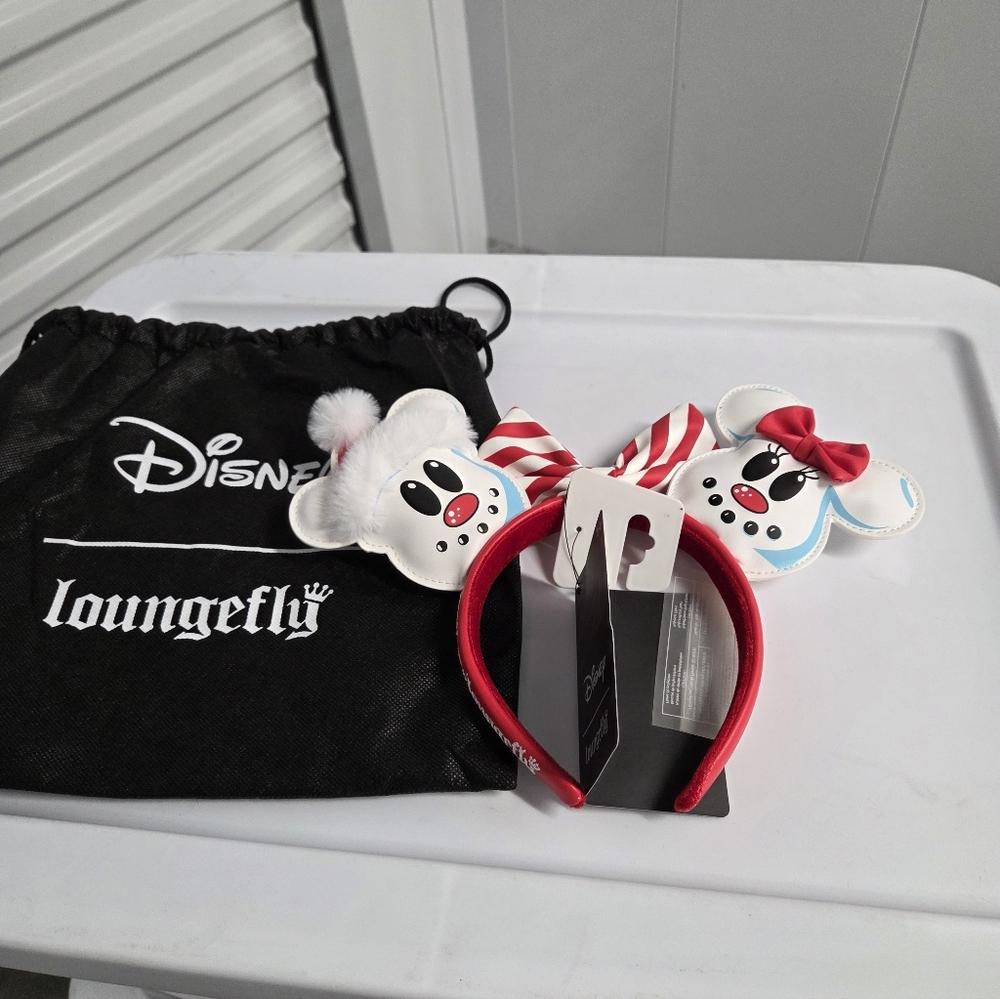 Loungefly Disney Ears Holiday Headband Minnie And Mickey As Snowman/ Woman